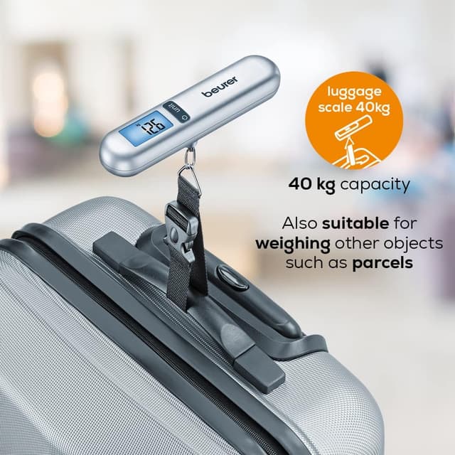 Detalle 2 de Beurer LS06 - Báscula para Maletas 40kg ✈️ Viajes Plata/Blanco