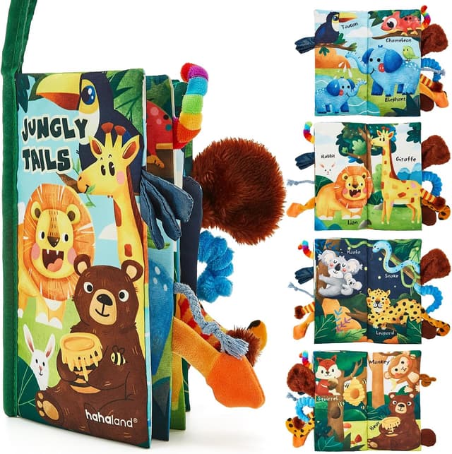 Detalle de hahaland Jungle Tails sensory baby book for 0–12 months