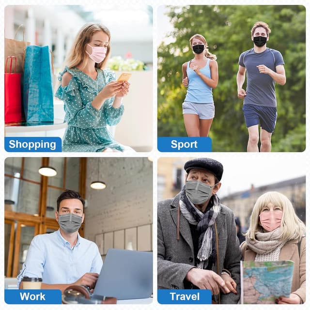 Detalle 2 de ZIYE 3-Layer Disposable Face Masks (100/500 Pack) with Nose Clip & Elastic Ear Loops