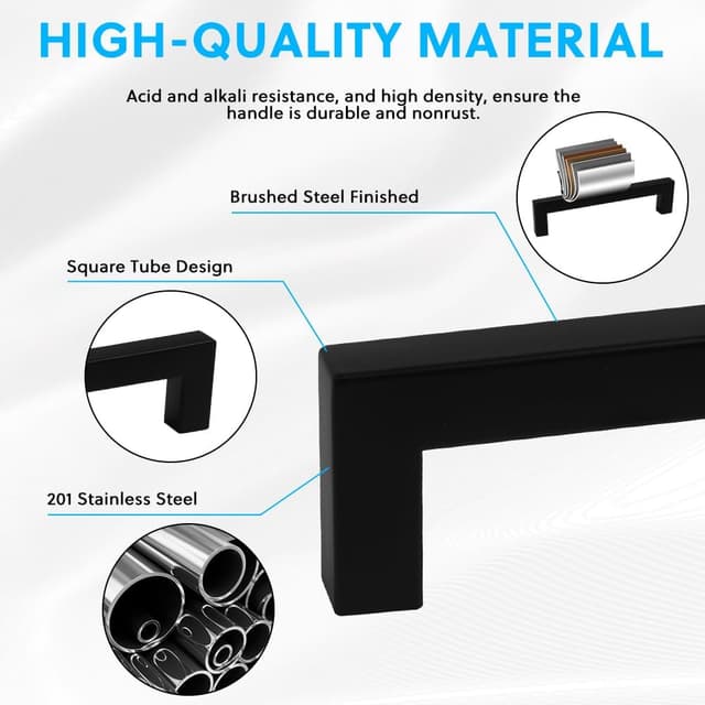 Detalle de flintronic 2 pezzi maniglie per armadietti in acciaio inox con distanza fori 160 mm (nero)