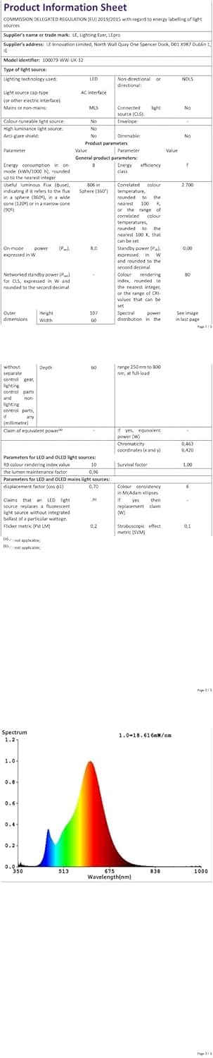 Thumbnail 6 de Lepro Bayonet LED Bulb 60W Equivalent 806lm 2700K BC Pack of 12