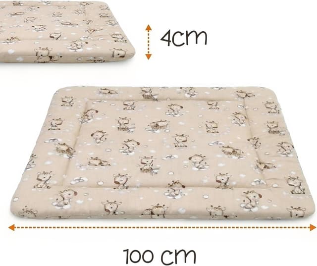 Detalle 2 de Totsy Baby tapis d’éveil 100 cm en coton, pliable et lavable (certificat Oeko-Tex) – motif girafes