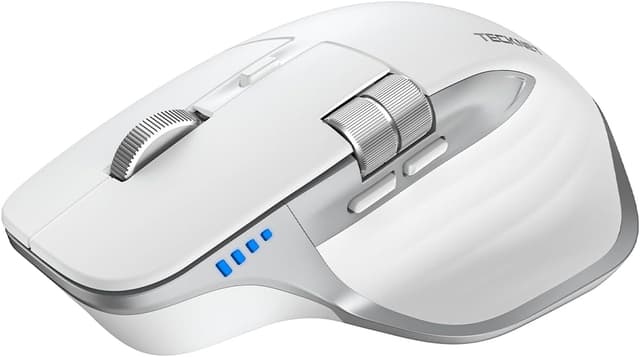 Detalle de TECKNET kabellose Bluetooth-Maus (BT 5.3/5.0 + 2,4G) mit 7 Tasten, 4.800 DPI, USB-C – weiß