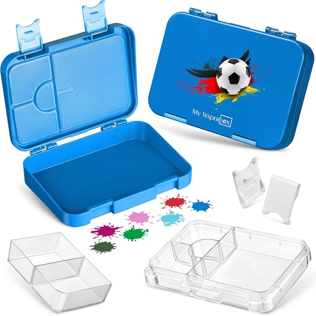 Detalle de My Vesperbox® Kinder-Brotdose mit Trennfächern (4 oder 6 Fächer, LFGB, BPA- und Weichmacher-frei)