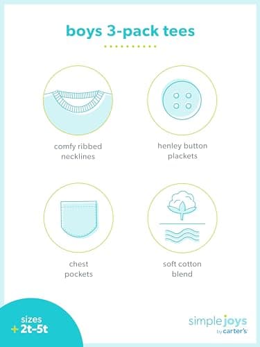 Detalle 1 de Simple Joys by Carter's Camisas niño Pack de 3, talla 7
