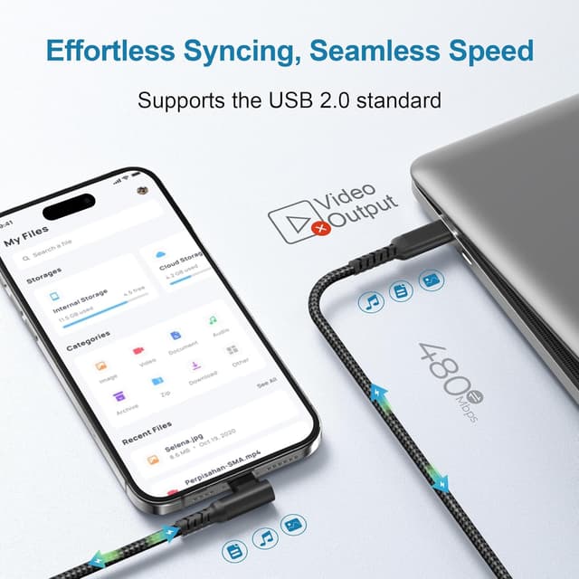 Detalle de Base Sailor Galaxy S26/S25 60W USB-C to USB-C right-angled charger cable (3m) with USB adapter