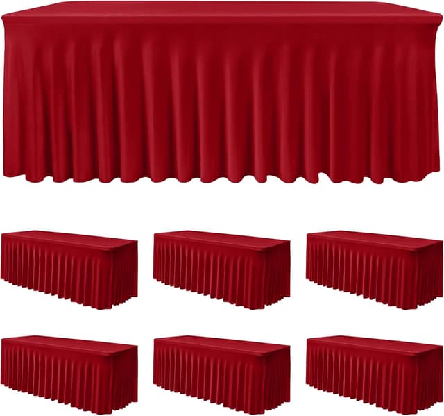 Imagen de HolidayIdeas Red Spandex Table Skirt for 6 ft Tables 🎄 en OfertitasTOP