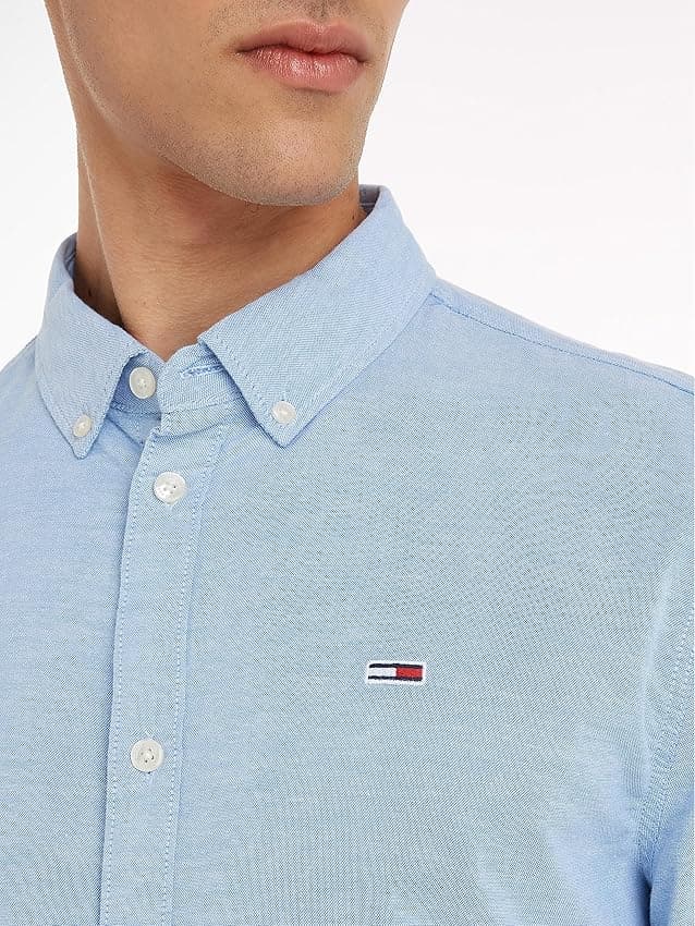 Detalle 1 de Tommy Jeans Tjm Slim Stretch Oxford Shirt Camisa oxford azul para hombre