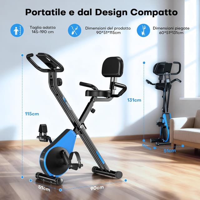 Thumbnail 4 de VANNECT Cyclette pieghevole 160KG