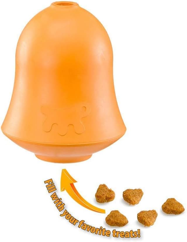 Detalle de Ferplast Crazy Bell : distributeur de croquettes ou friandises en caoutchouc naturel à mâcher (orange)