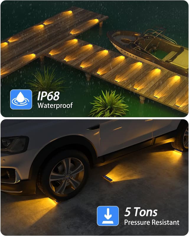 Detalle de DetarZinLED Luci Solari da Esterno per Giardino e Scale, set da 6 pezzi, IP68