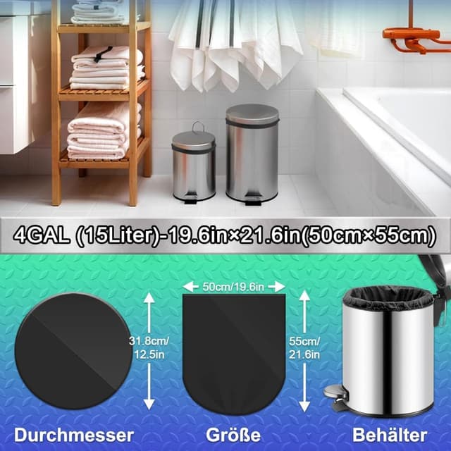 Detalle 2 de AOSULI Schwarz Müllbeutel 15 l – 100 kleine Müllsäcke mit reißfestem, durchstoßsicherem Design