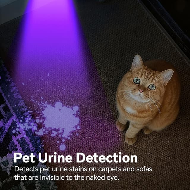 Thumbnail 6 de Dokhbem 365nm Rechargeable UV Flashlight with LCD Display for Pet Urine Detection & Resin Curing (Black Light, Black)