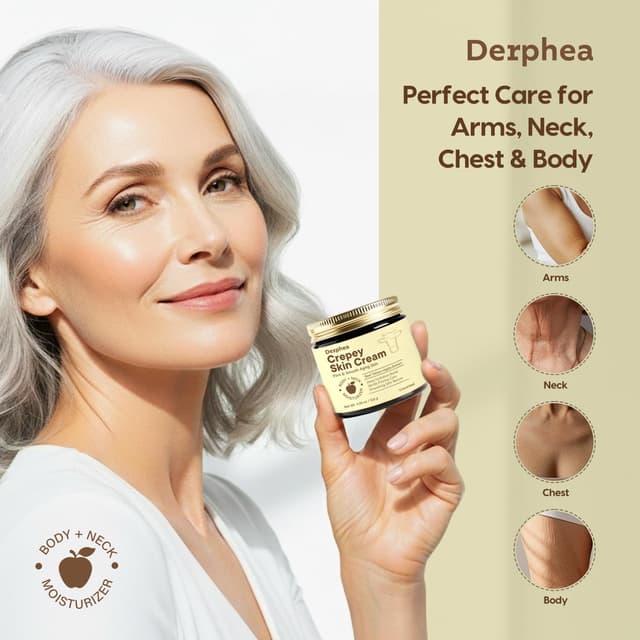 Detalle de DERPHEA Crepey Skin Repair Treatment Cream (Beef Tallow, Soluble Collagen & Apple) — Unscented Crepe-Fix for Neck, Arms & Body