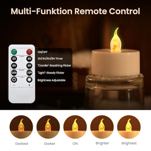 Detalle de cimetech 12 velas de té LED con temporizador 🕯