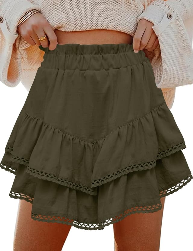 Thumbnail 6 de LOMON Flowy Skorts for Women Ruffle Tiered High Waist Crochet Skirt-Shorts