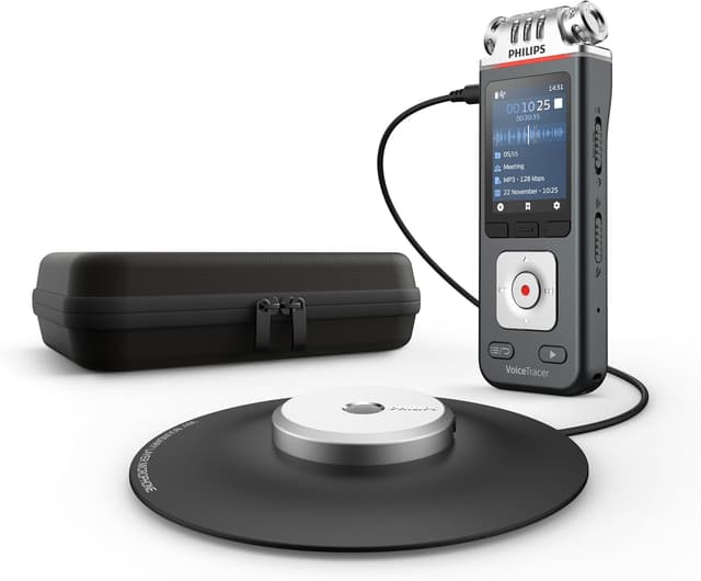 Detalle de Philips VoiceTracer DVT8115: registratore vocale per riunioni con microfono 360° e licenza AI Sembly