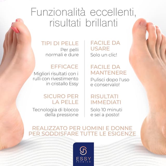 Detalle de Essy Lima elettrica per pedicure con 5 rulli sostituibili per calli e duroni (Marina)