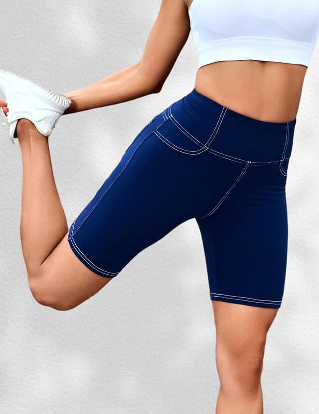 Detalle 2 de VOOVEEYA 5"/8" High-Waisted Yoga Biker Shorts with Pockets for Women