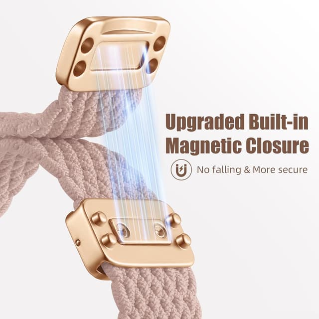 Detalle de Oielai braided nylon strap with adjustable magnetic clasp for Apple Watch (40/41, 42/44/45/46, 38/49mm compatibility)
