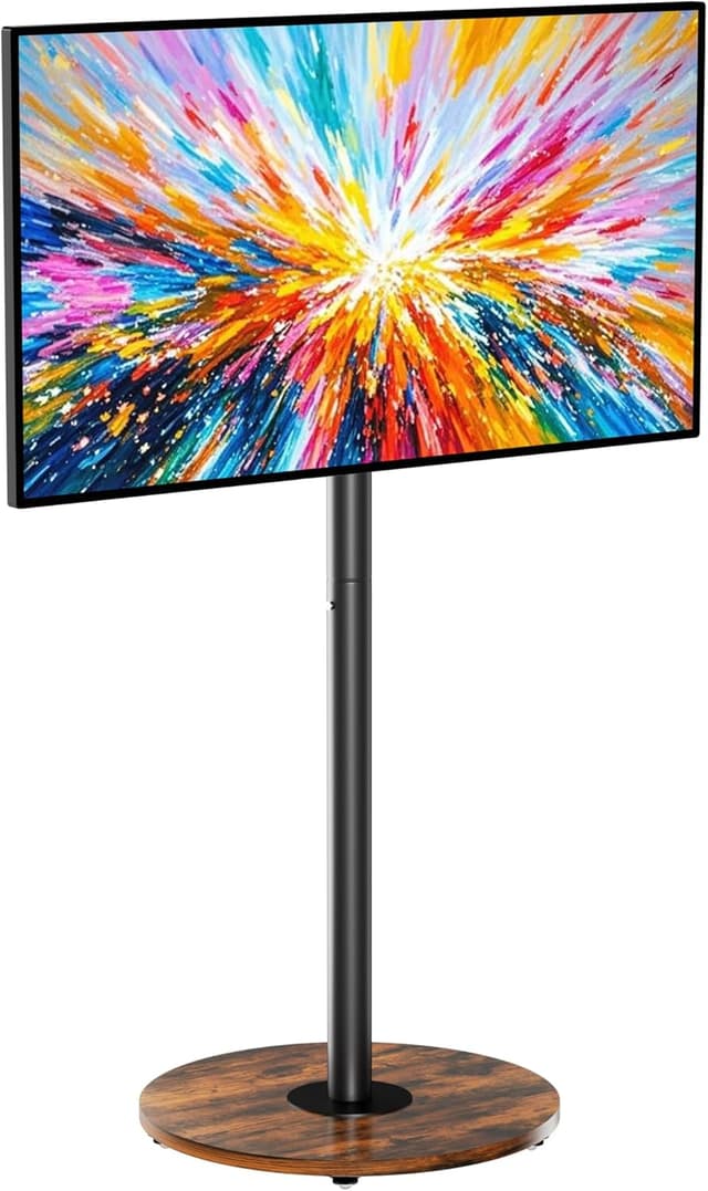 Detalle de unho Floor TV Stand with Wheels & Adjustable Height – VESA 600x400 for 40–75 inch TVs, black