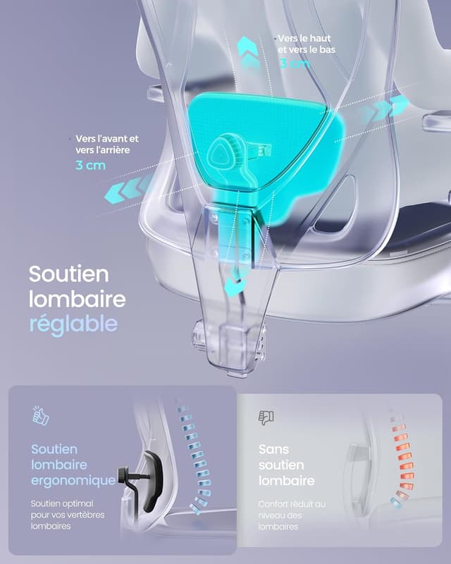 Thumbnail 4 de SONGMICS OBN067BH01 Chaise de bureau 150 kg