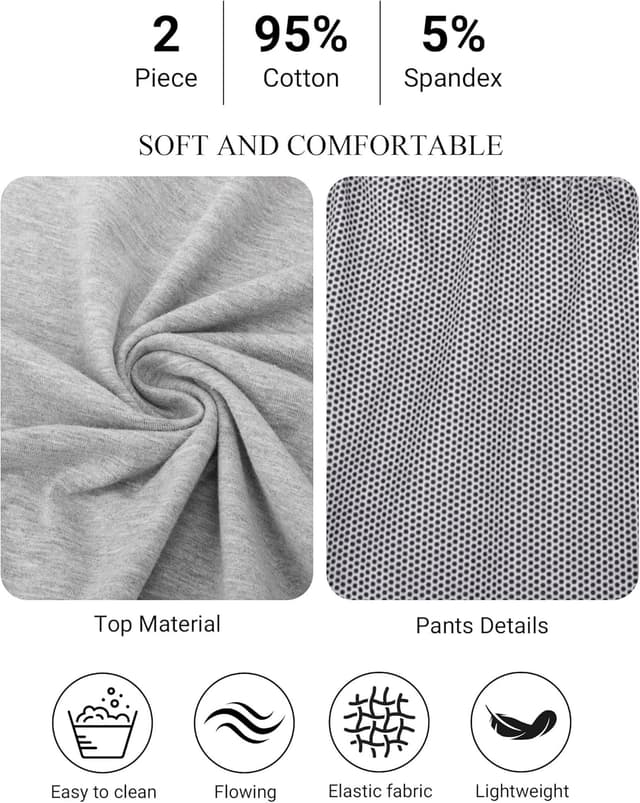 Detalle de Reliwel Herren-Schlafanzug aus Baumwolle (zweiteilig) mit Raglan-Langarmshirt & Schlafhose mit Tasche