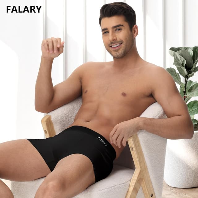 Detalle de FALARY 4er Pack Herren-Boxershorts aus Bio-Baumwolle (Retroshorts) – bequeme Passform ohne störendes Etikett