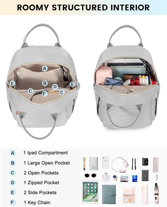 Detalle de LOVEVOOK Women’s Small Fashion Backpack – Waterproof Mini Rucksack for School, Travel & City Days