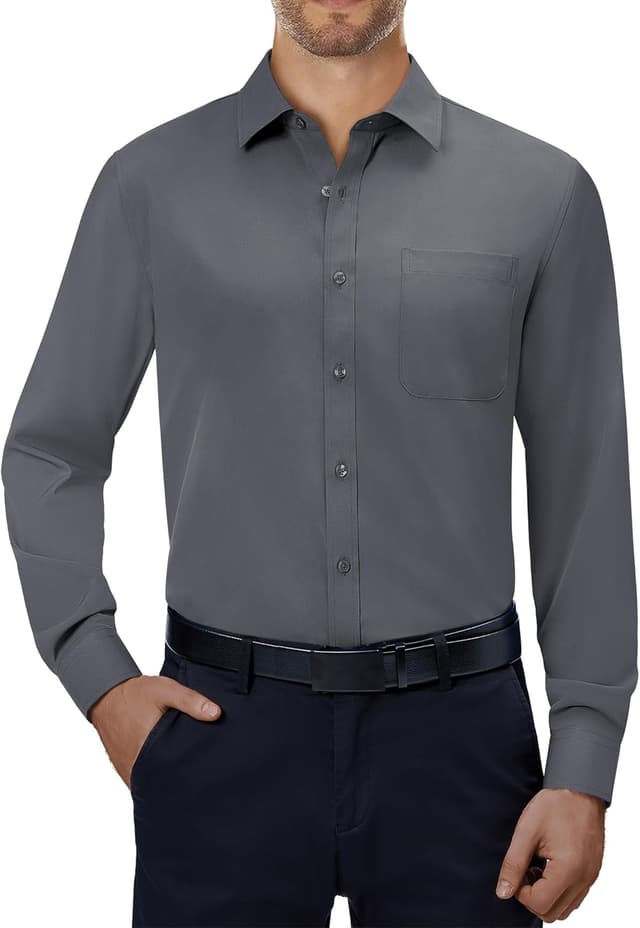 Detalle de J.VER Hemd Herren Langarm – knitterarmes Tencel-Stretch Businesshemd im Regular Fit