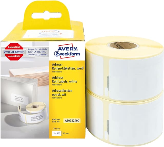 Detalle de AVERY AS0722400 etichette adesive 36x89 mm 🏷