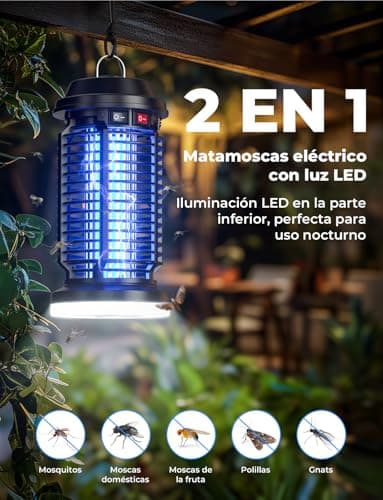 Detalle de YISSVIC Lámpara antimosquitos eléctrica 4200V + 15W UV 365 nm IPX4 (interior y exterior)