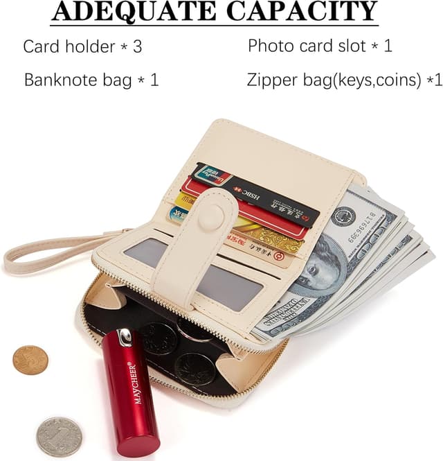 Detalle 2 de LZSXDWXY Damen-Geldbörse mit Gänseblümchen-Motiv, Außen-Reißverschluss & Kartenfächern