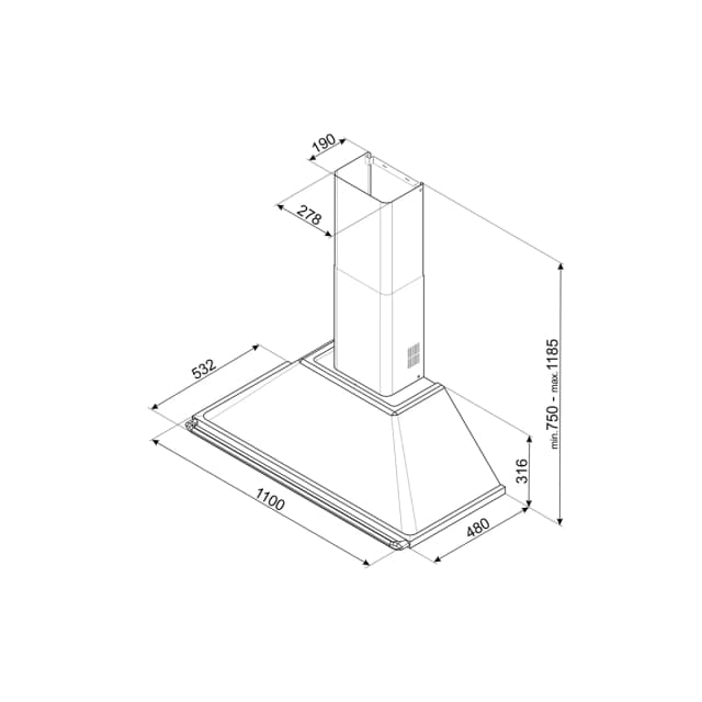 Detalle 2 de Smeg KT110GRE campana decorativa 820 m³/h