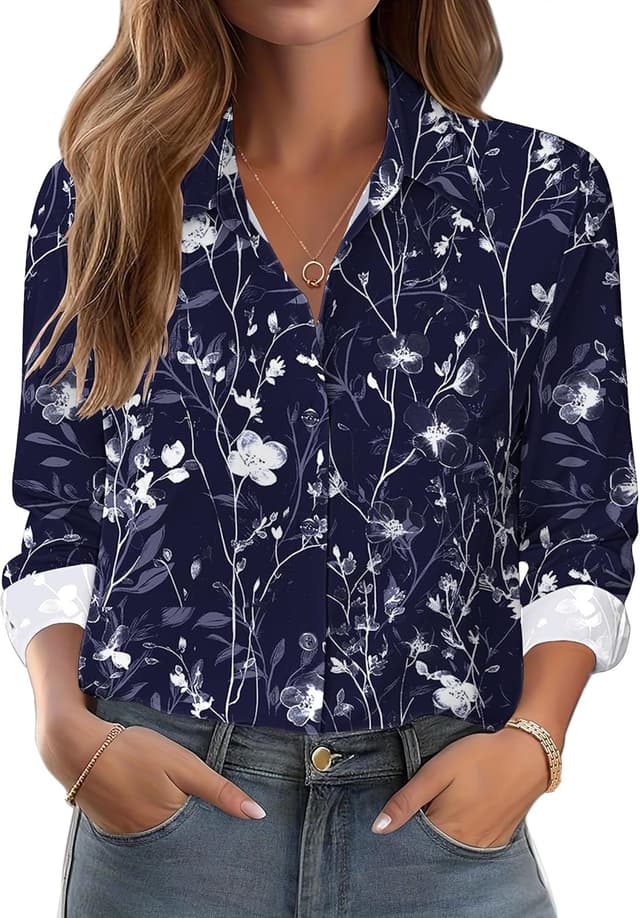 Thumbnail 6 de Zeagoo Button Down Floral Blouse Long Sleeve