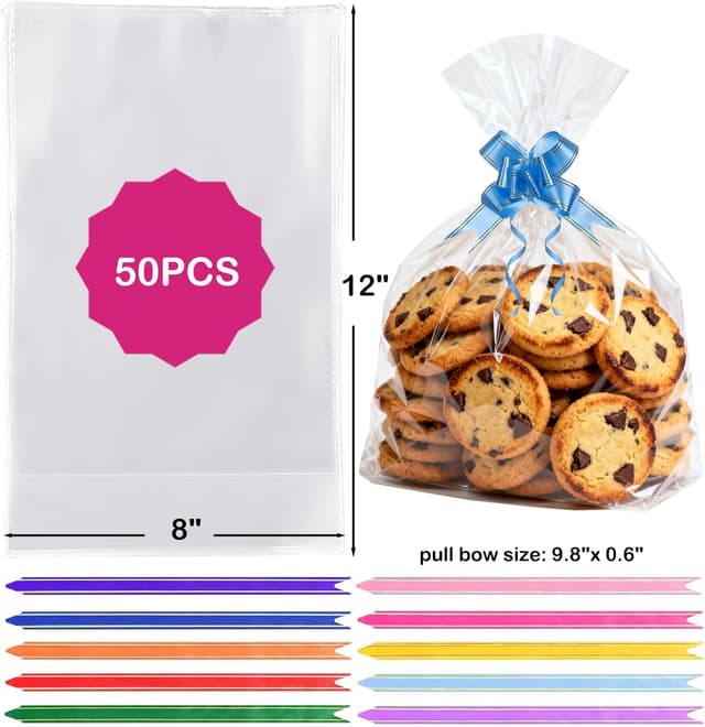 Detalle de AGOBUHE 50Pcs cellophane bags 8 x 12in
