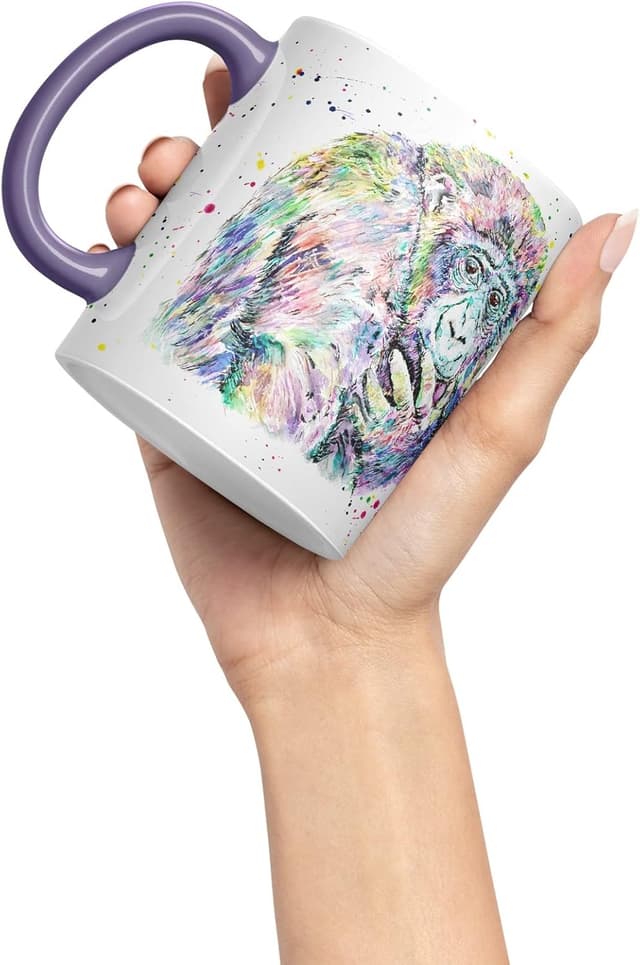 Detalle 2 de Vixar Gorilla Ape Monkey Animals 11oz Coloured Ceramic Mug (Purple)