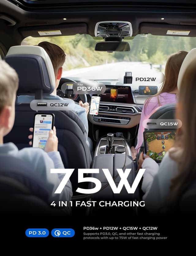 Thumbnail 5 de LISEN Retractable 69W Car Charger for iPhone