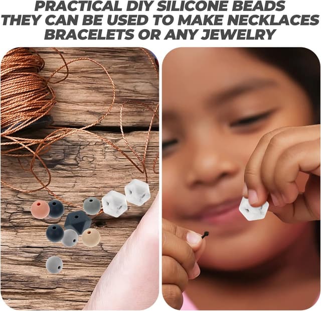 Thumbnail 6 de COHEALI Silikonperlen rund 1,20 cm – 100 Stück für DIY-Schmuck, Schlüsselanhänger & Armbänder