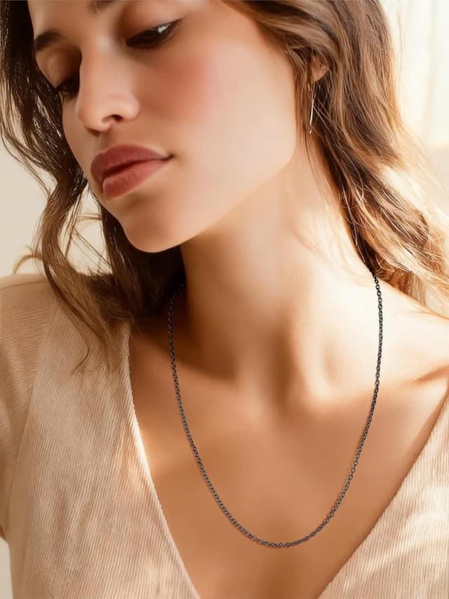 Thumbnail 6 de Collier ChaînesPro pour femme en acier inoxydable 2 mm, design rolo simple (46 à 76 cm) – argenté, or, or rose ou noir