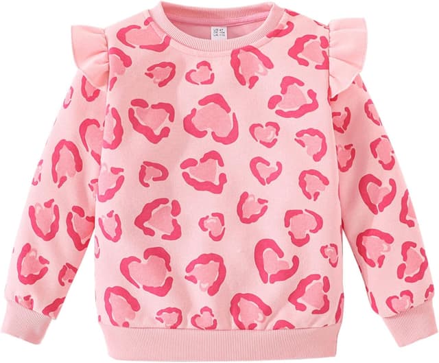 Detalle de Balkorith girls heart jumper sweatshirt (crew neck) – long sleeve cotton top for ages 2–7