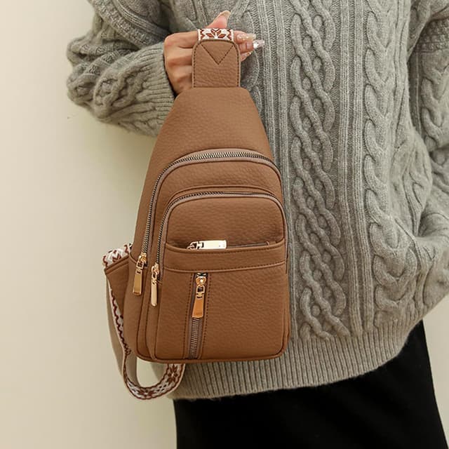 Detalle de Farcauo Brusttasche für Damen & Herren – Crossbody-/Slingbag mit langen Trägern, wasserabweisend & mit Reißverschlussfächern