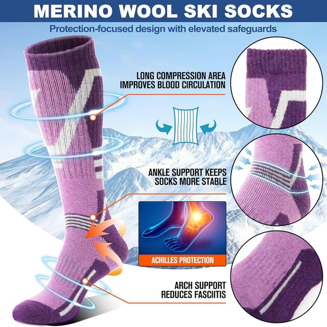Thumbnail 3 de Merino Wool Ski Socks 3-Pack (Knee High)