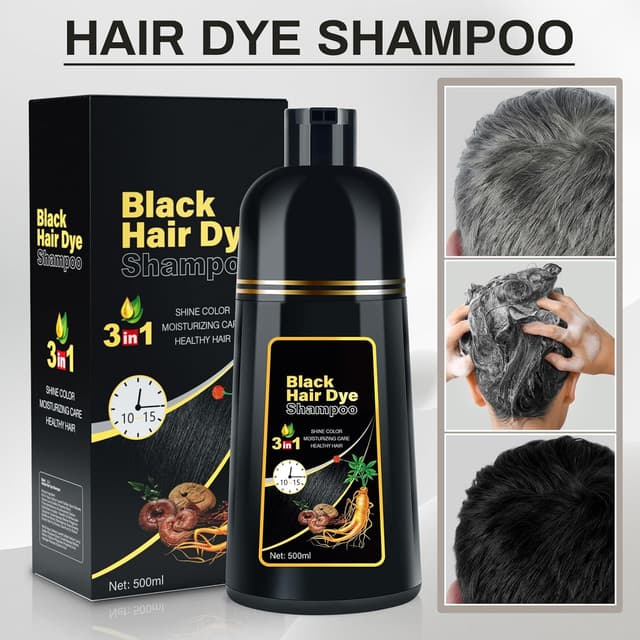 Detalle de cosmpro Black Hair Dye Shampoo 3-in-1 for Gray Hair Coverage
