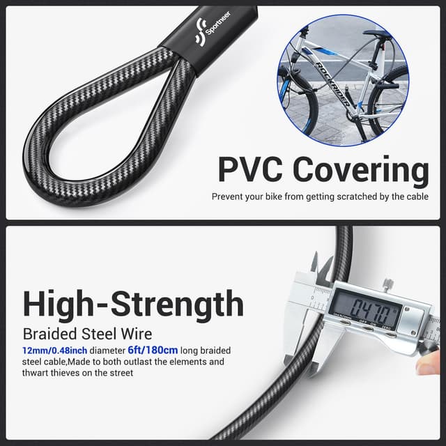 Detalle de Sportneer Bike Lock 18mm Heavy Duty U-Lock