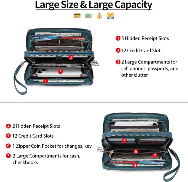Thumbnail 1 de SENDEFN Geldbörse Damen Gross Doppelreißverschluss