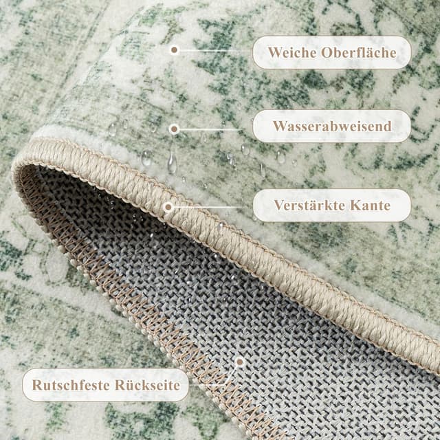 Thumbnail 3 de HUGEAR Vintage Grün Teppich 90x150cm 📐