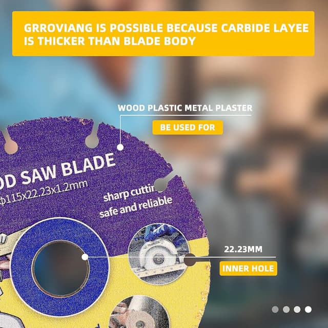 Detalle de Indrnif 2x Sägeblatt für Winkelschleifer 115 mm (Hartmetall/Flex) – Trennscheibe für Holz & weitere Materialien