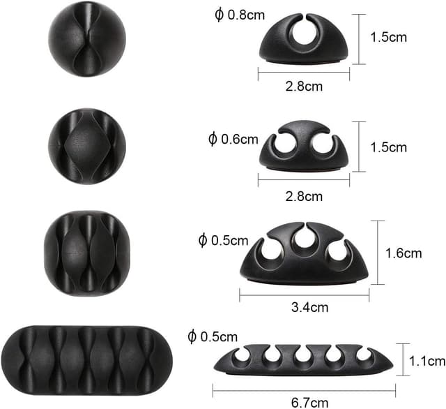 Detalle de URAQT Cable Clips Holders (20 pcs) for Desktop & Home Office Cable Management, Black