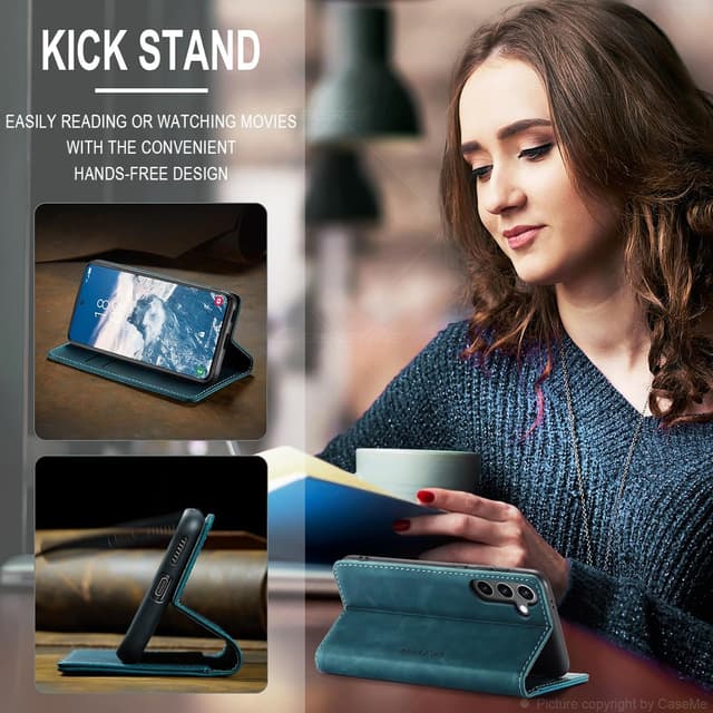 Detalle de QLTYPRI Hülle für Samsung Galaxy A25 5G – Vintage Flip-Case mit Kartenfach, Geldslot & Ständer, Blau